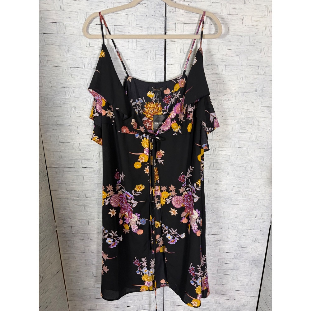 Forever 21 women's cover-up Contemporary Floral Cold Shoulder Ruffle coquette